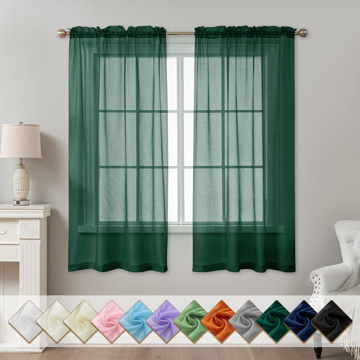 Natural Sheer Curtains 96 Inches Long Rod Pocket