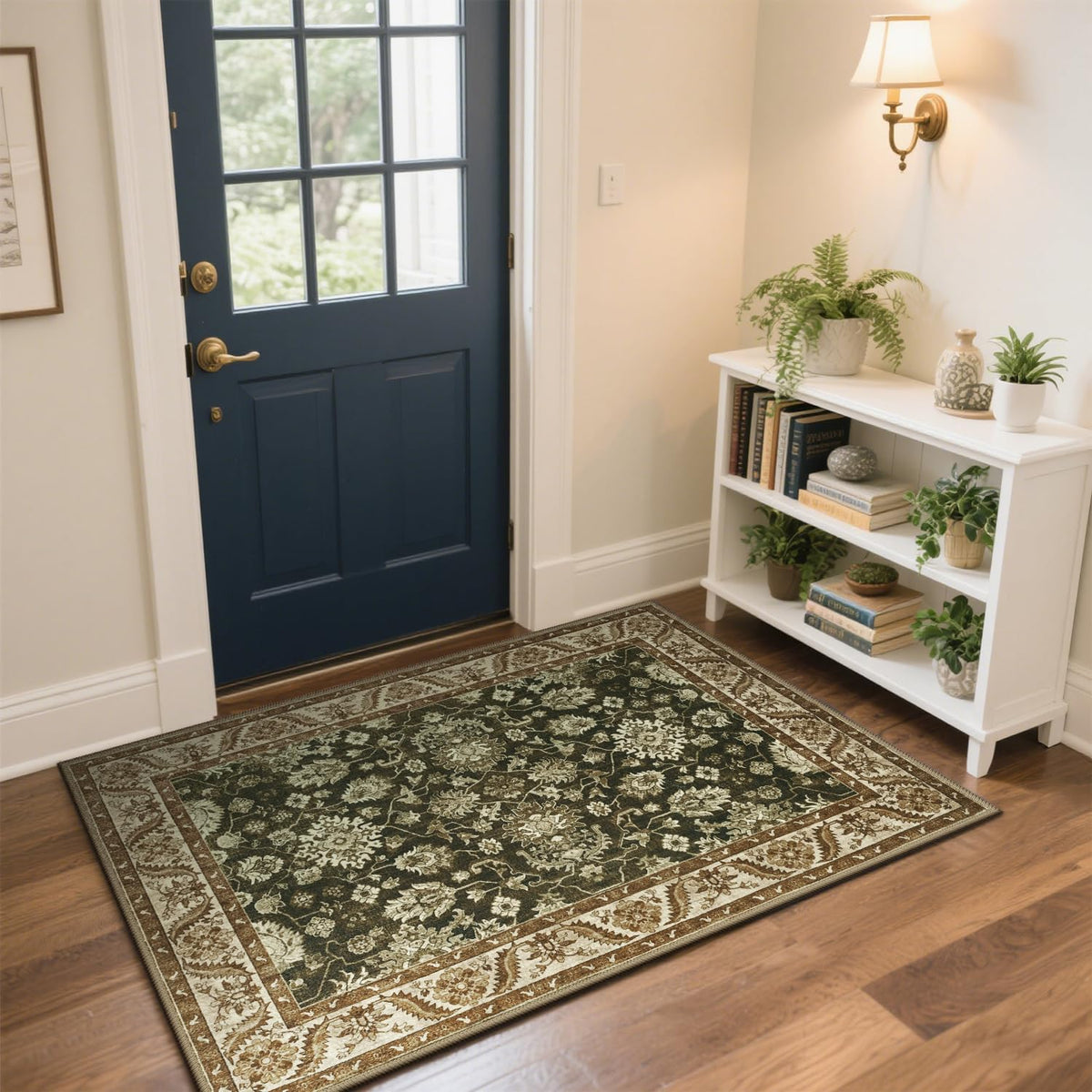 Hanples 5x7 Area Rugs for Living Room, Washable Rug Vintage Floral, Beige