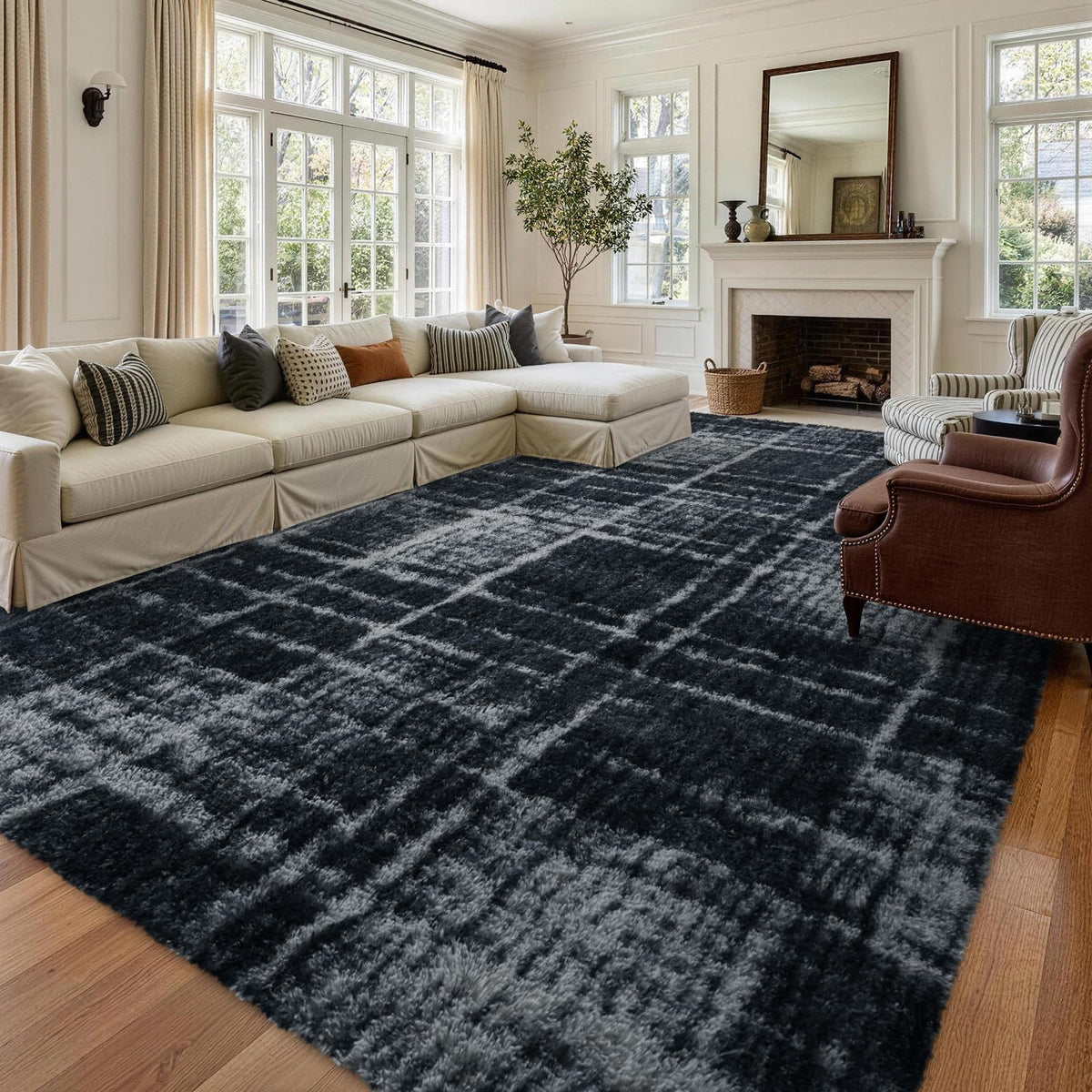 Noahas 2x6 Black Fluffy Soft Runner Rug Non-Slip for Bedroom Dorm Hallway