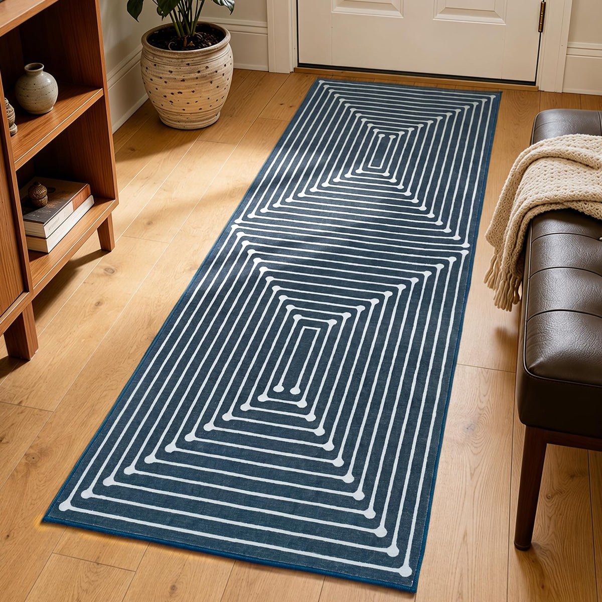 YIHOUSE Washable 5x7 Area Rugs for Living Room, Black and White Striped Rug for Bedroom Playroom Non Slip Low Pile, Soft Modern Geometric Carpet for Entryway Home Office Decor