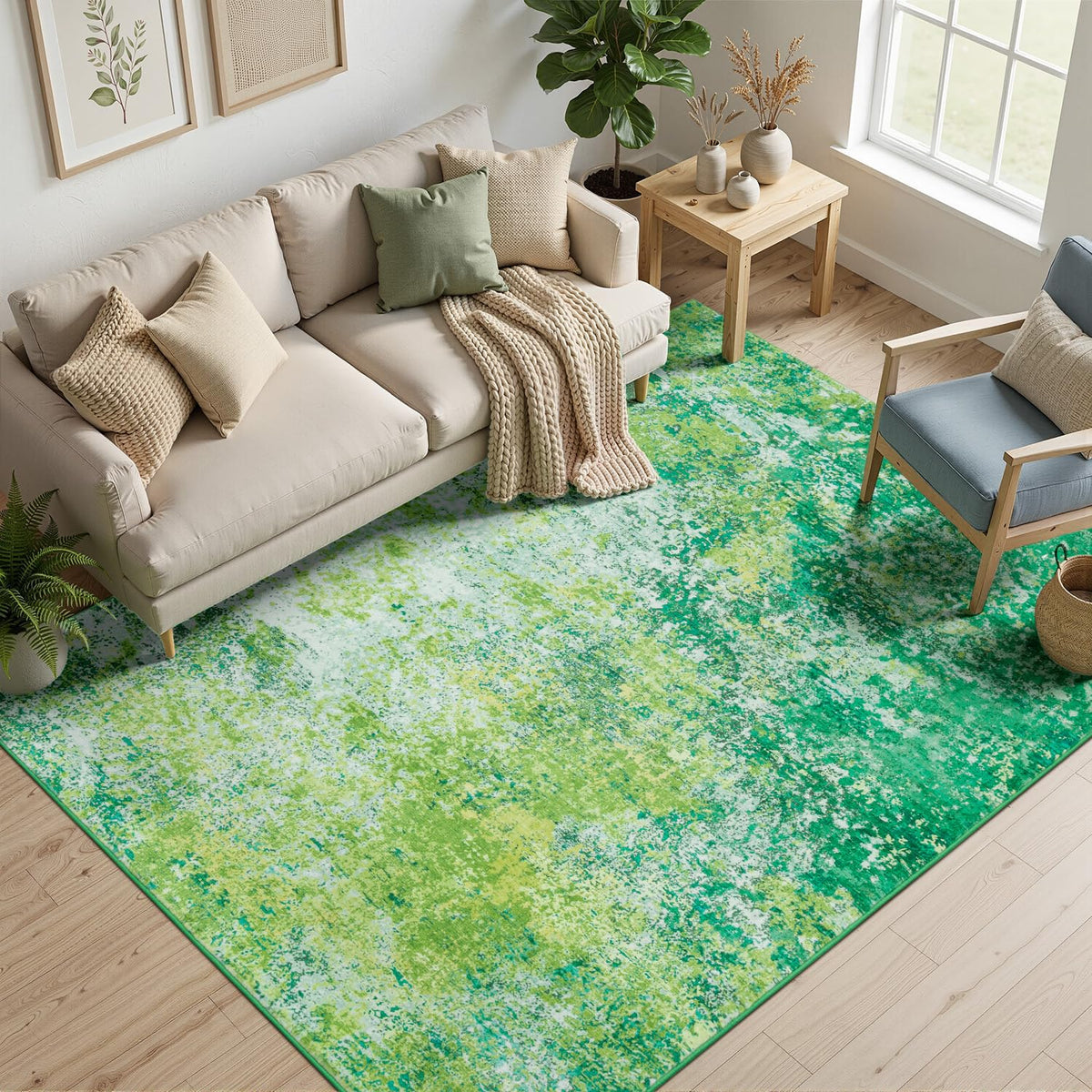 Rugflix 5x7 Area Rugs for Living Room, Colorful Rainbow Washable Rug