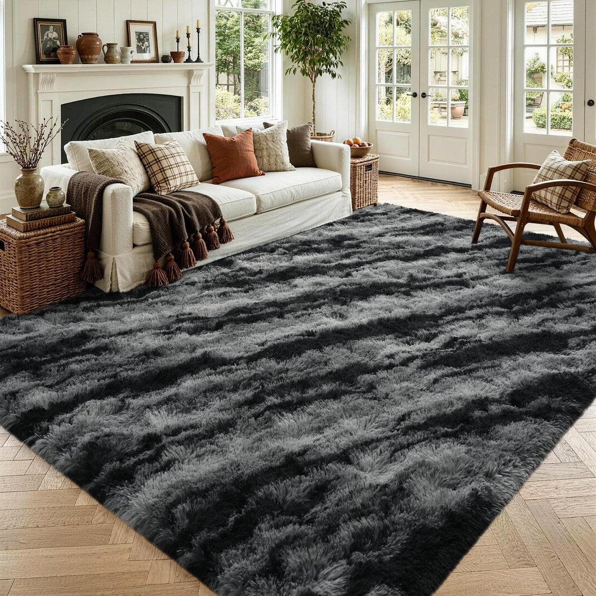 Noahas 2x6 Black Fluffy Soft Runner Rug Non-Slip for Bedroom Dorm Hallway