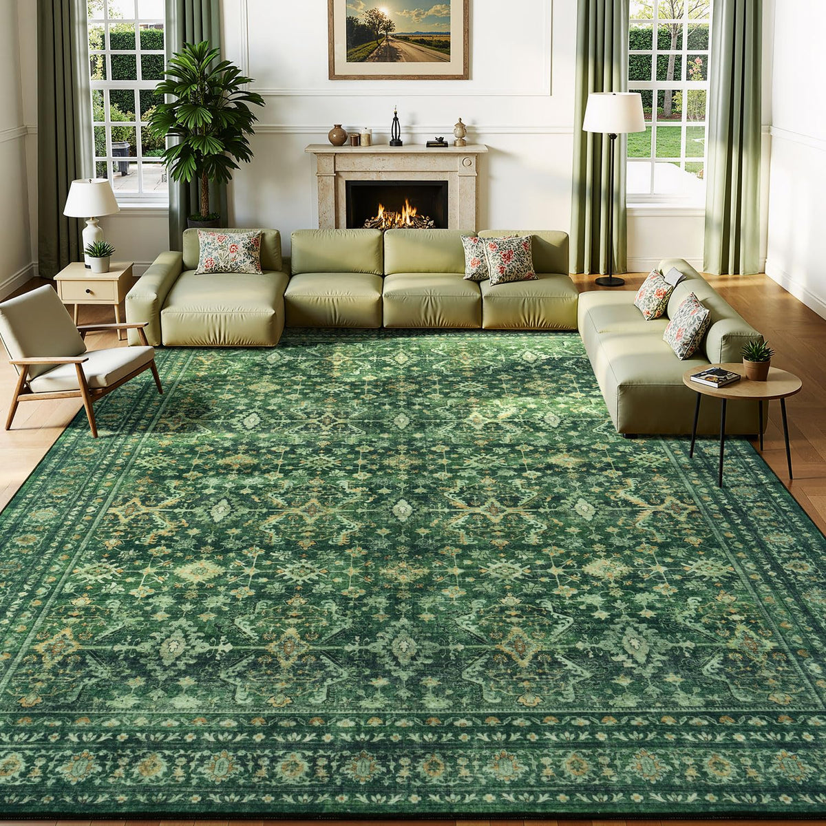 Lessymo 8 x 10 Area Rugs for Living Room, Machine Washable Rug Grey White