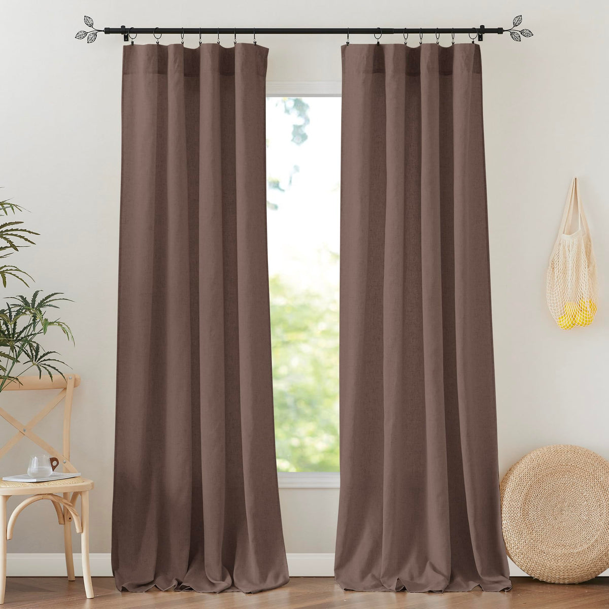 RYB HOME White Semi Sheer Curtains 84 inches Long for Living Room