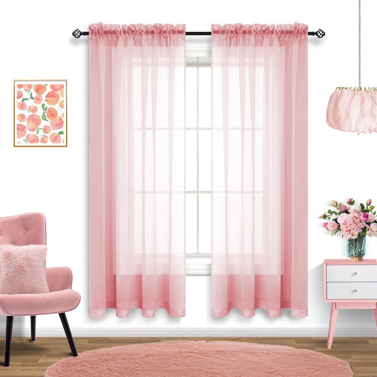 Pitalk Terracotta Curtains 84 Inch Length for Living Room 2 Panel Sets Rod Pocket Sheer Curtains for Living Room Rust Burnt Orange Red