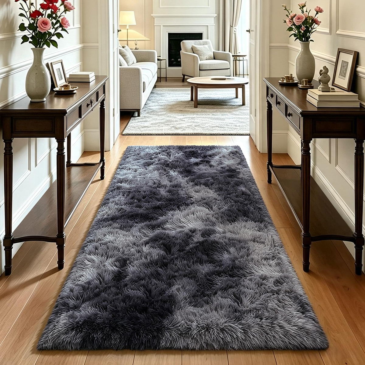 Beige 8x10 Area Rugs for Living Room, Fluffy Shag Rug Large Bedroom Carpet