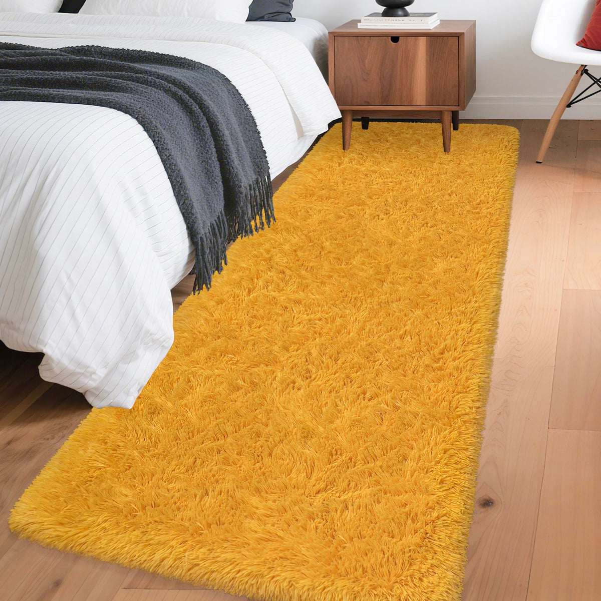 Tie-Dyed Runner Rug for Bedroom Black Grey 2x6ft Fluffy Area Rug Bedside Runner Rug for Kids Room Boys Teens Nursery Baby Living Room Dorm Home Decor Carpets