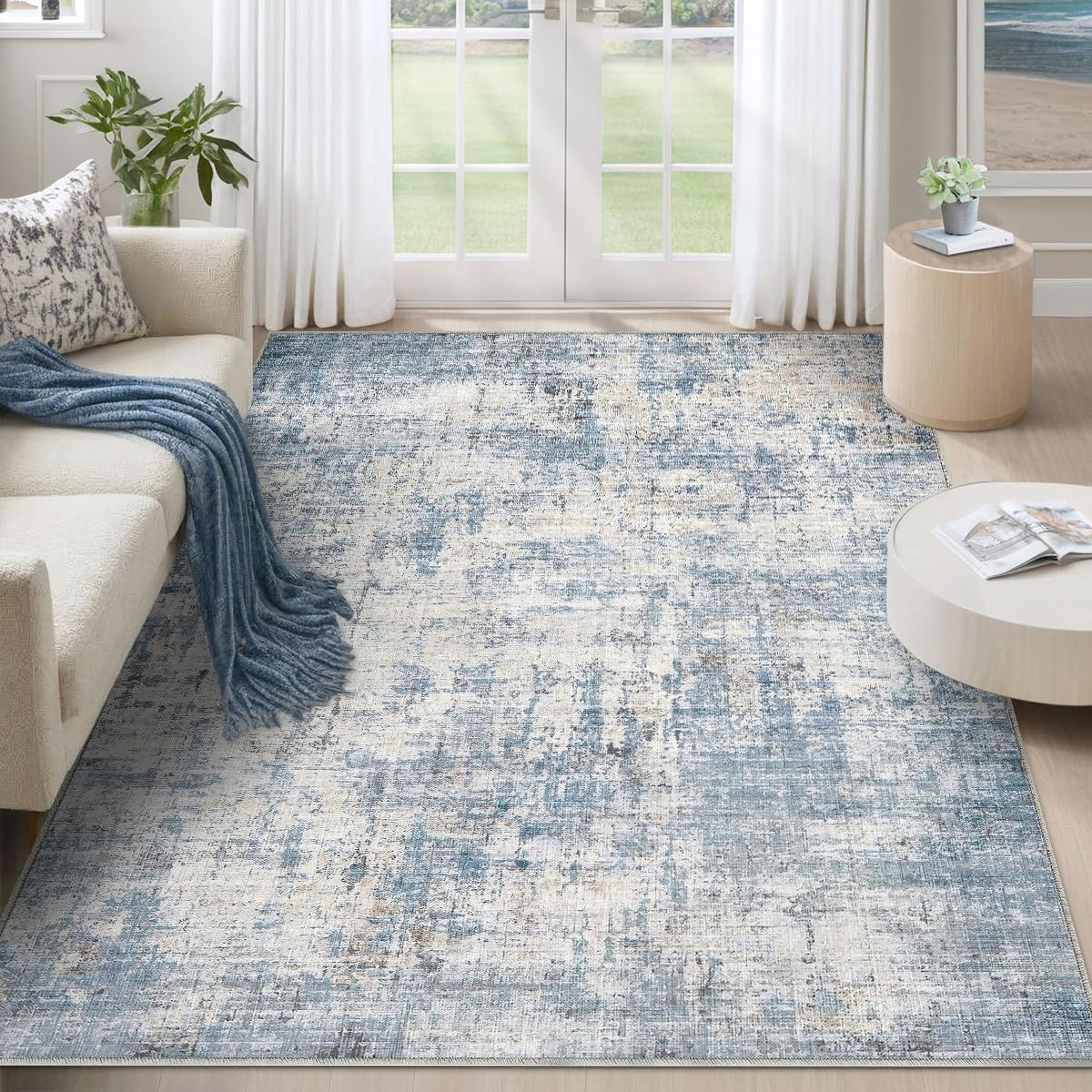 8x10 Area Rugs Living Room: Bedroom Vintage Washable Carpet Beige