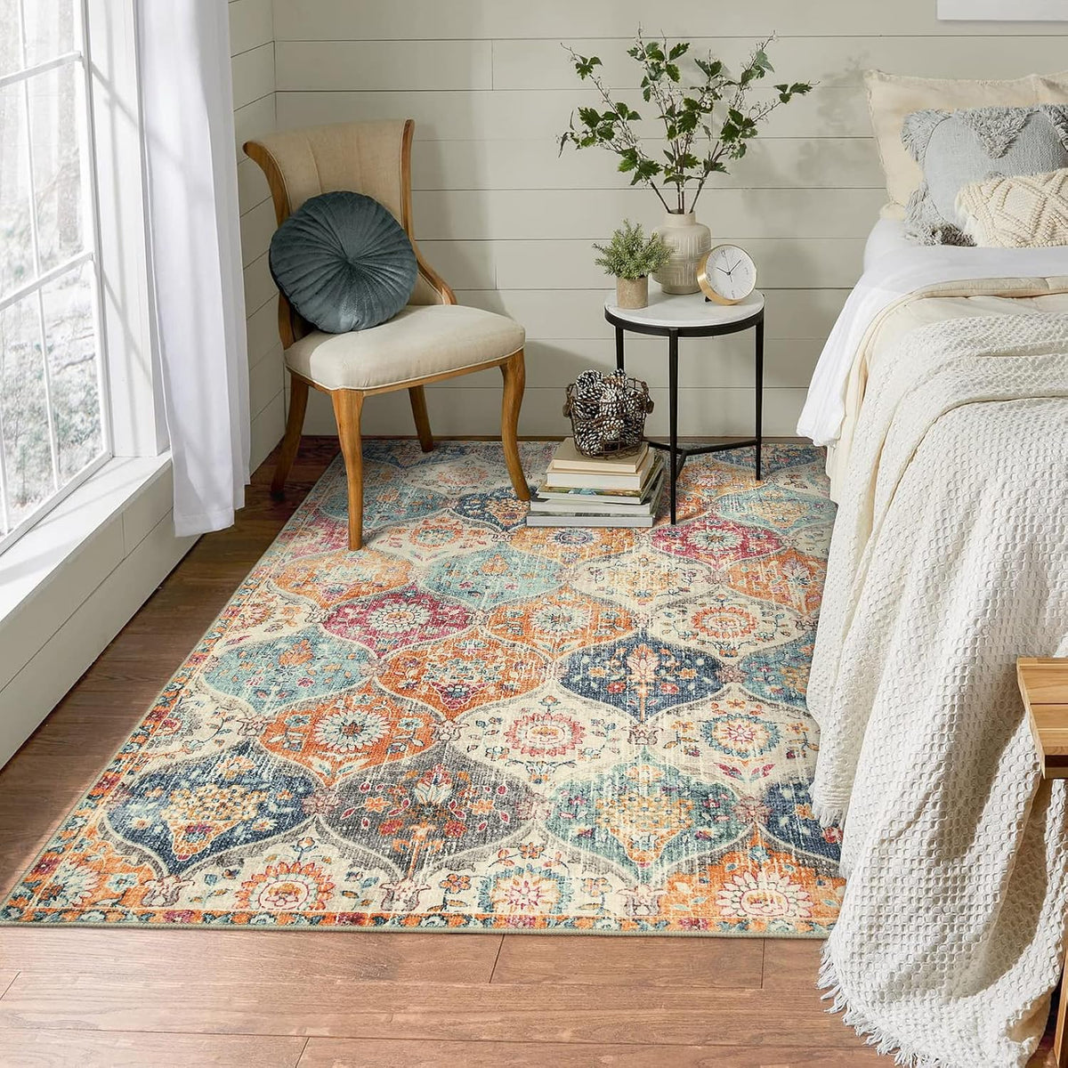 Lahome Moroccan Washable Small Area Rug, 3x5 Rug for Bedroom Living Room