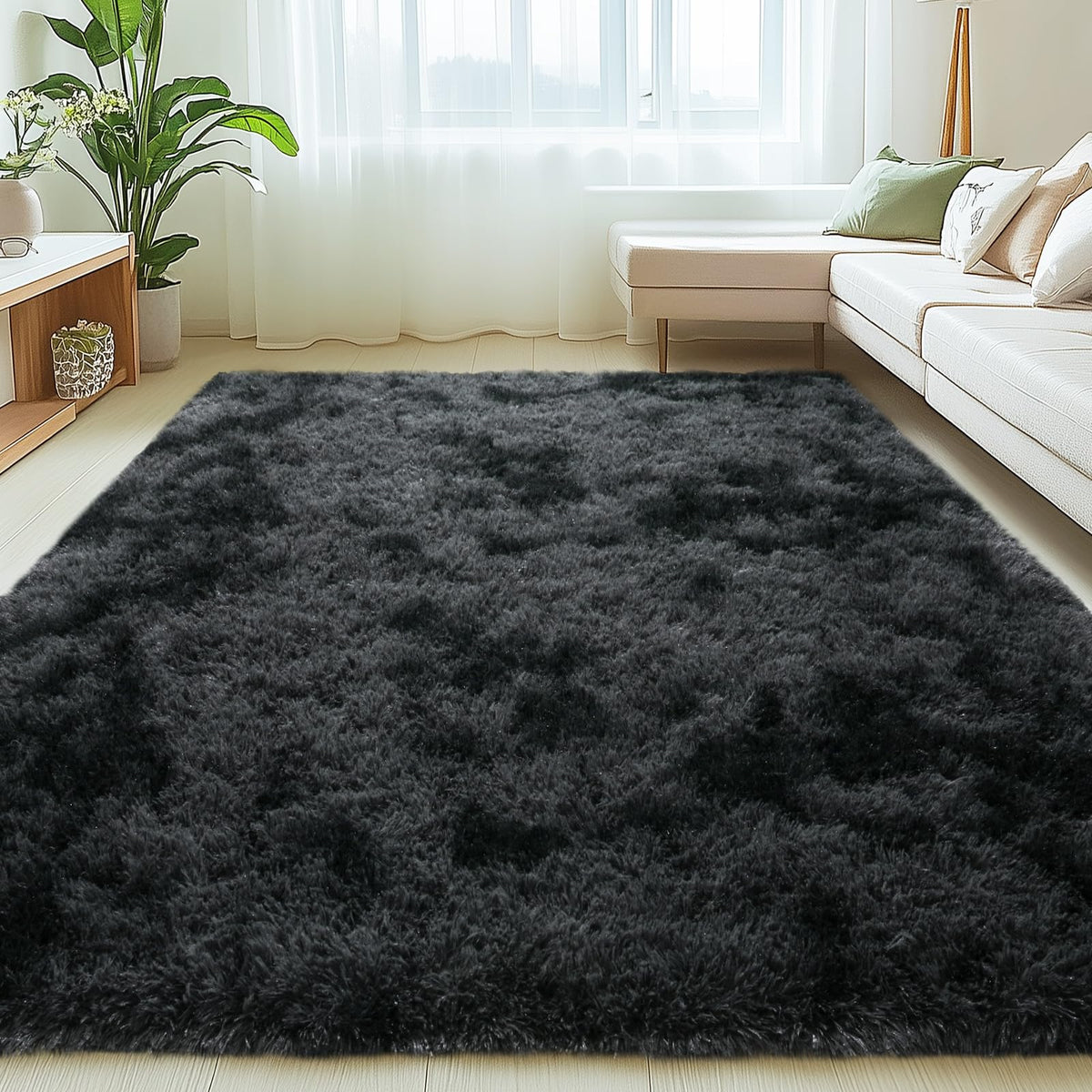 Mugorn 8x10 Area Rugs for Living Room, Large Fluffy Black Rugs for Bedroom
