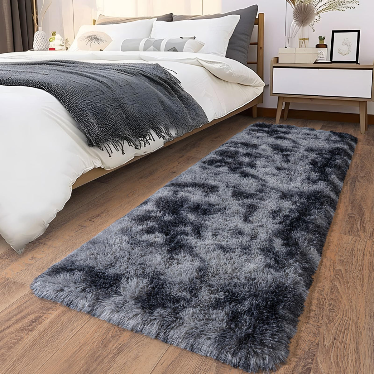 Soft Runner Rugs for Bedroom Hallway 2x6 Beige Fluffy Shag Washable