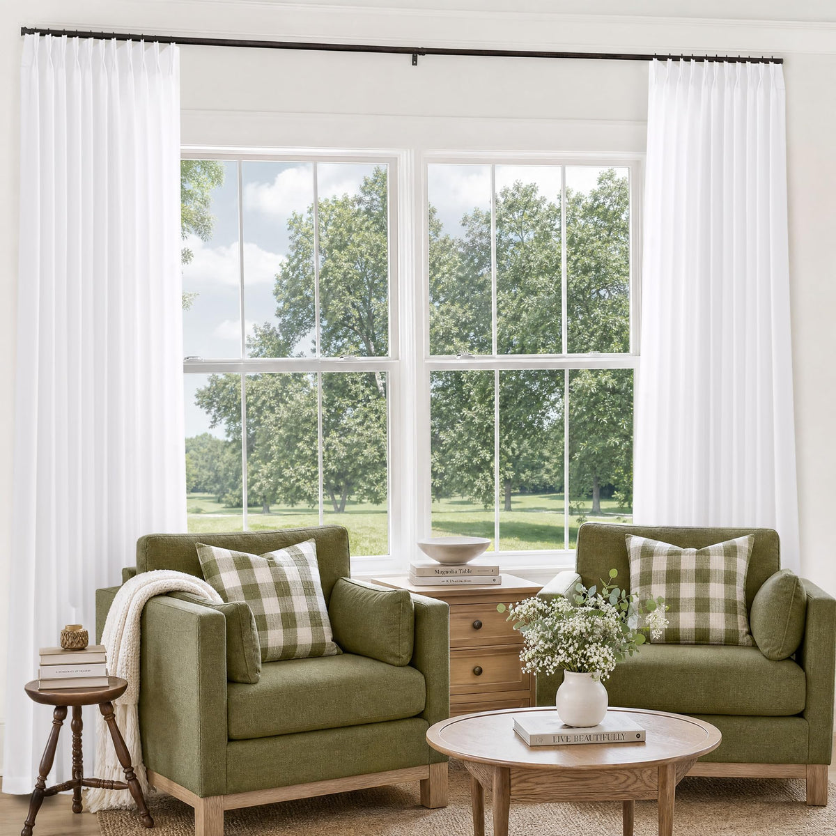 Cream 120 Inch Linen Curtains Pinch Pleated Extra Long Custom Made