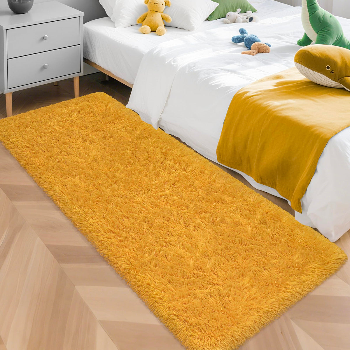 Tie-Dyed Runner Rug for Bedroom Black Grey 2x6ft Fluffy Area Rug Bedside Runner Rug for Kids Room Boys Teens Nursery Baby Living Room Dorm Home Decor Carpets
