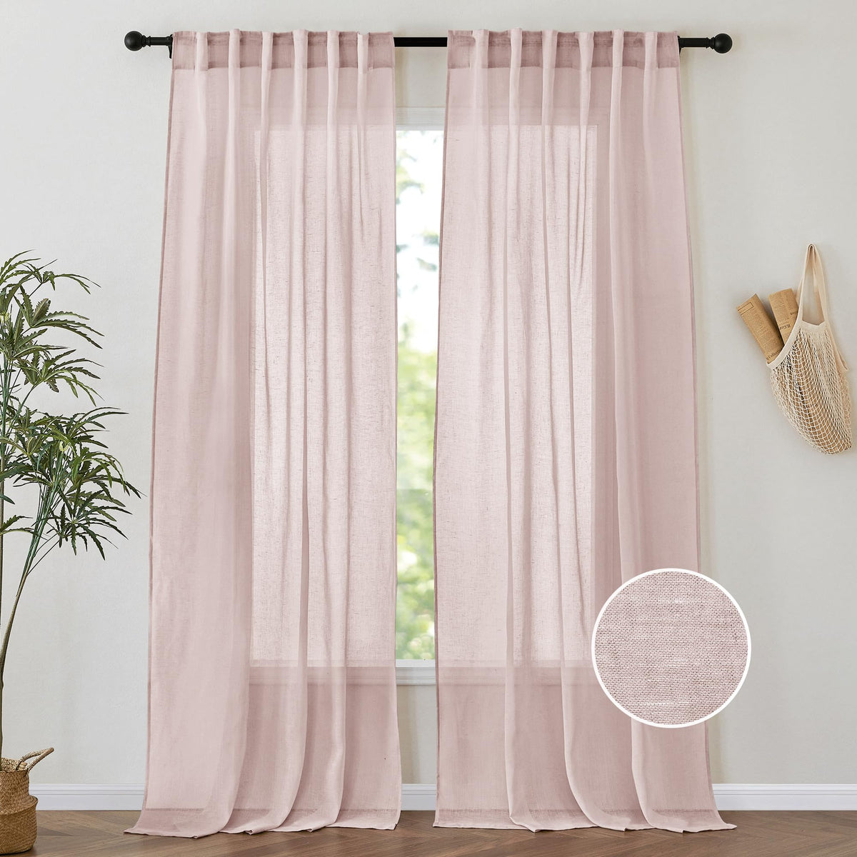 PONY DANCE White Sheer Curtains 96 inches Long, 2 Panels
