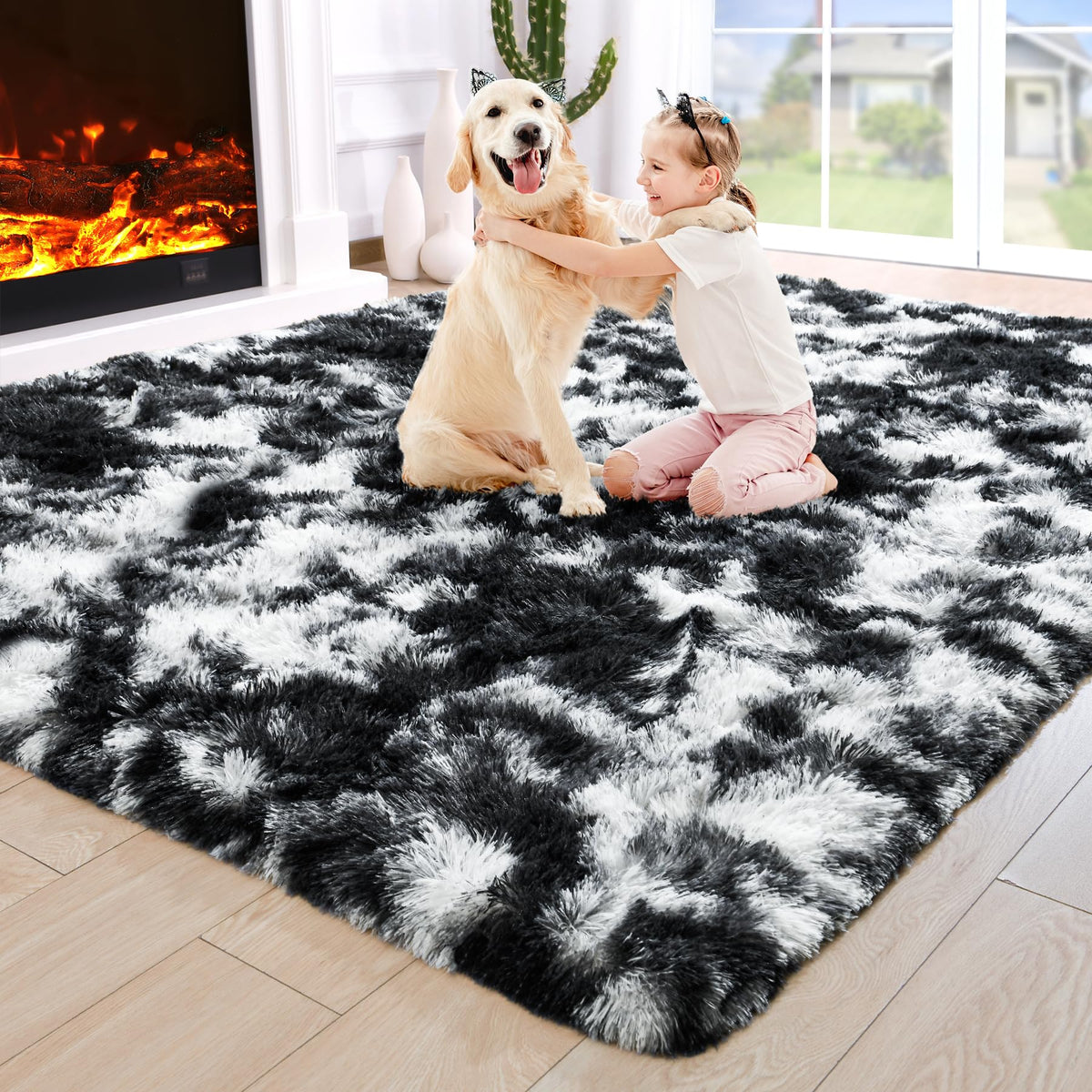 Noahas 2x6 Black Fluffy Soft Runner Rug Non-Slip for Bedroom Dorm Hallway