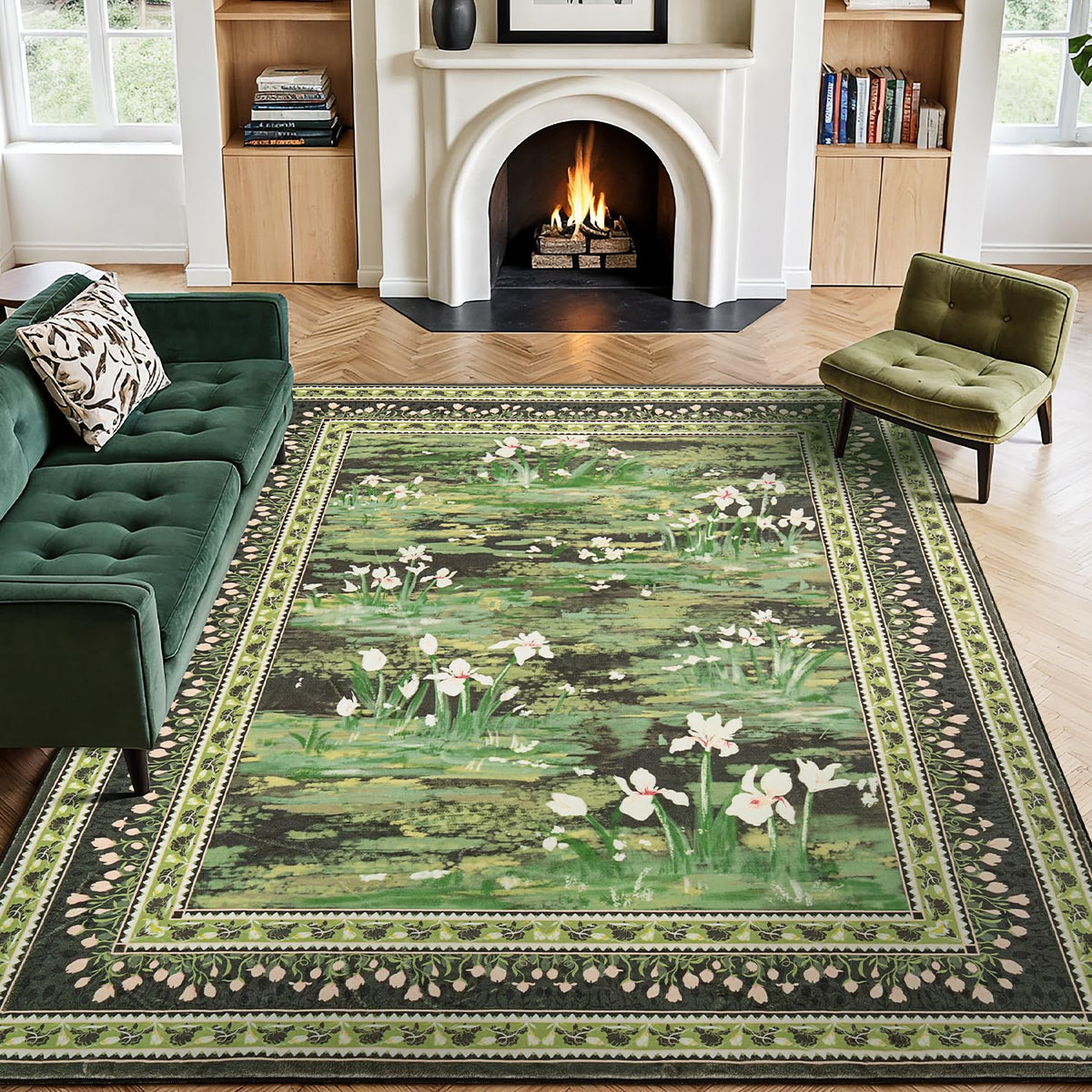 Lessymo 8 x 10 Area Rugs for Living Room, Machine Washable Rug Grey White