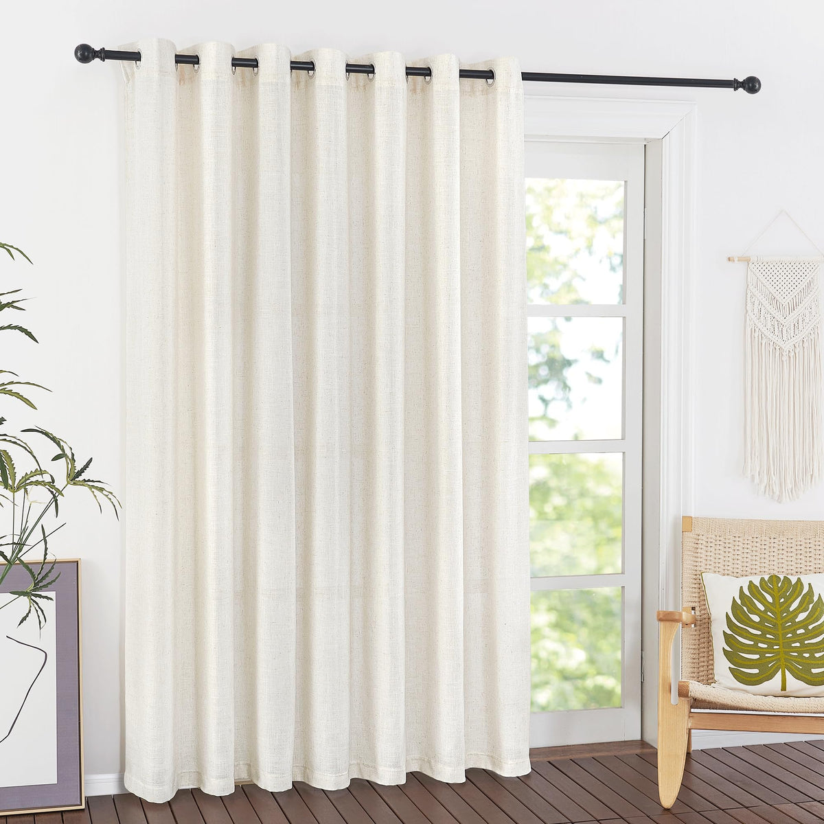 NICETOWN White Sheer Linen Curtains 84 Inch Length 2 Panels Set, W52xL84