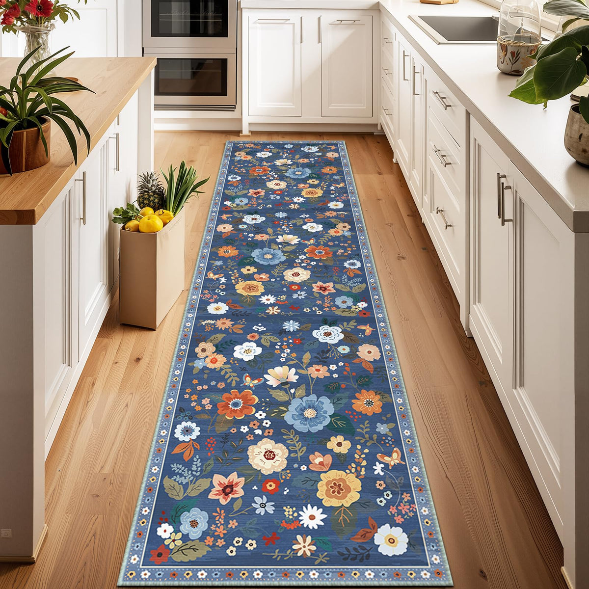 RELEANY Floral Washable 5x7 Area Rugs Pink
