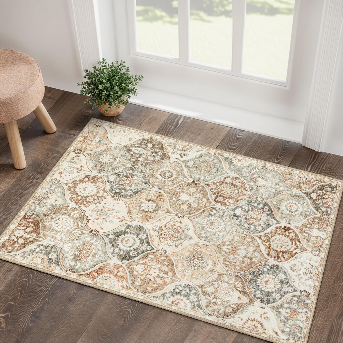 Lahome Moroccan Washable Small Area Rug, 3x5 Rug for Bedroom Living Room