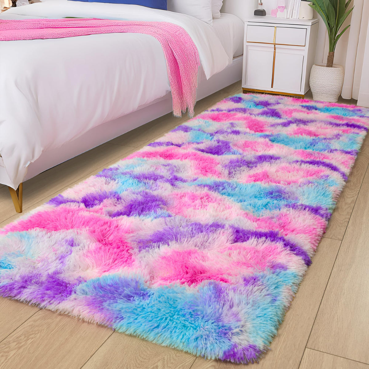 Tepook 4x6 Soft Fluffy Rug for Bedroom Fuzzy Black Rugs for Living Room