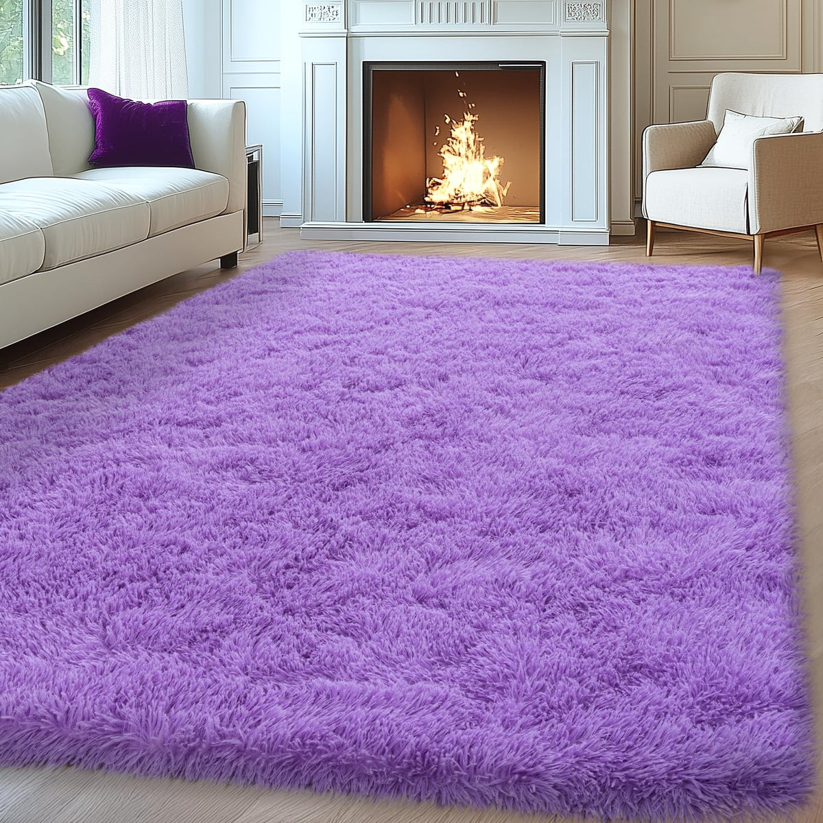 Mugorn 8x10 Area Rugs for Living Room, Large Fluffy Black Rugs for Bedroom