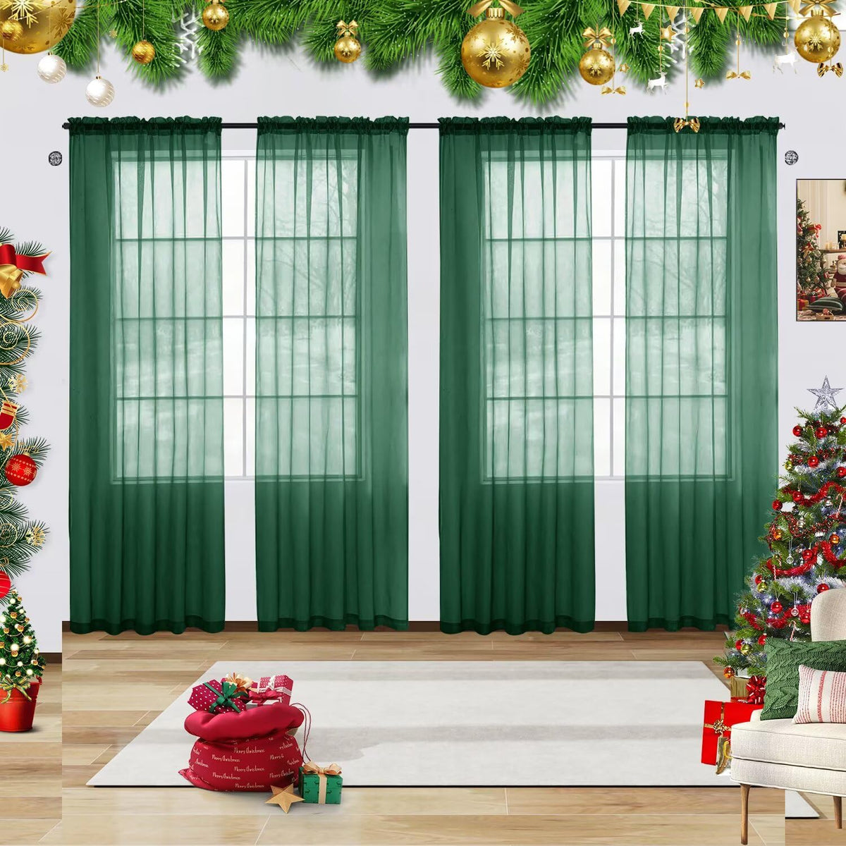 youleyar Solid Sheer Rod Pocket Curtain Voile Draperies 2 Panels White Beige Black Grey Coffee 52 Inch Width 84 Inch Long 1 Pair for Kitchen Bedroom Children Living Room Yard (Orange,52Wｘ84L)