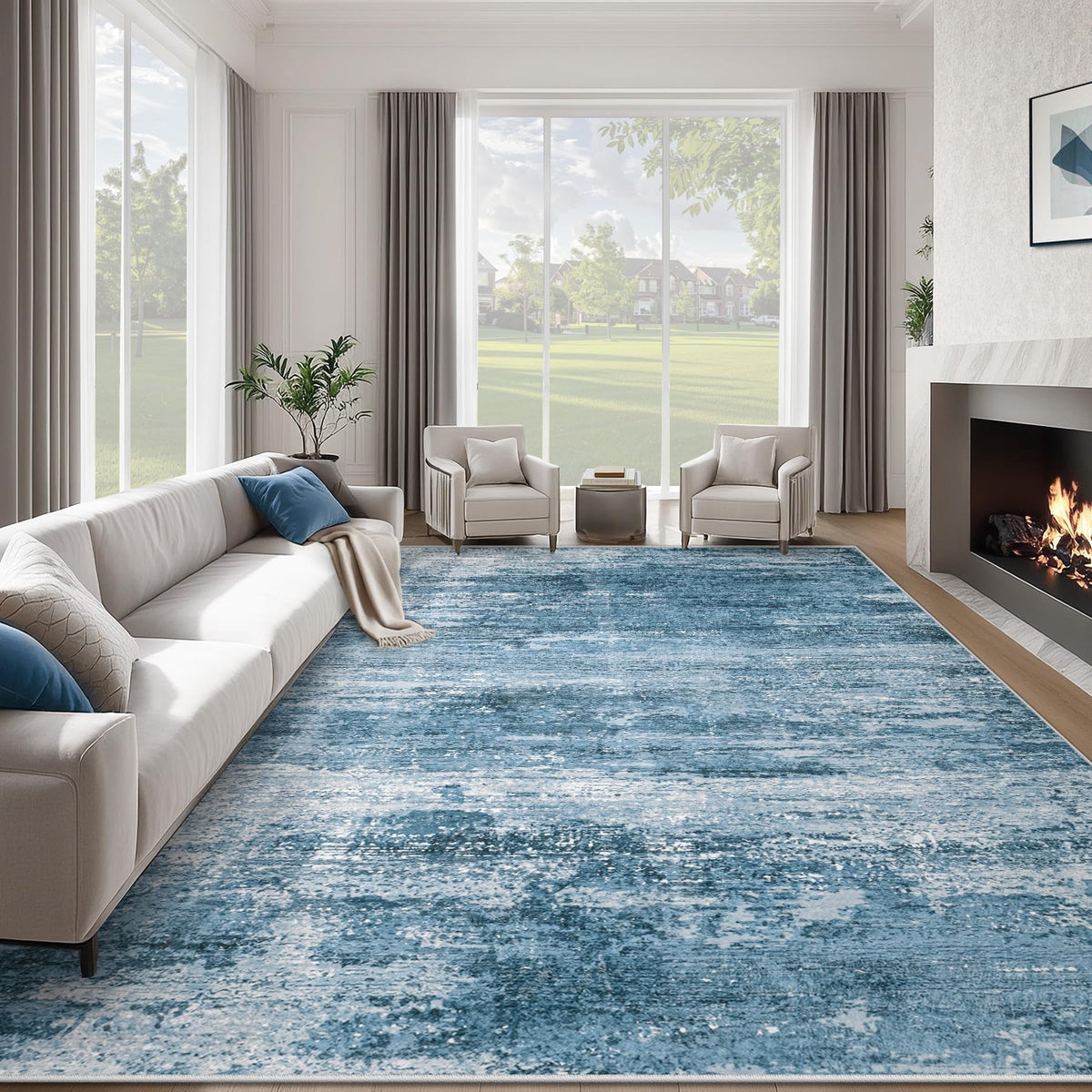 Washable Rug 8x10 Area Rugs for Living Room: Large Neutral Soft Rug Abstract Non Slip Low Pile Modern Carpet for Bedroom Kitchen Nursery Office Dining Room Indoor (Beige, 8'x10')