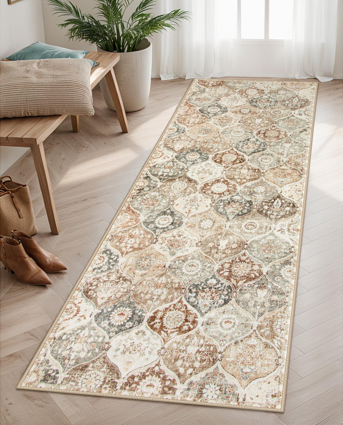 Lahome Moroccan Washable Small Area Rug, 3x5 Rug for Bedroom Living Room