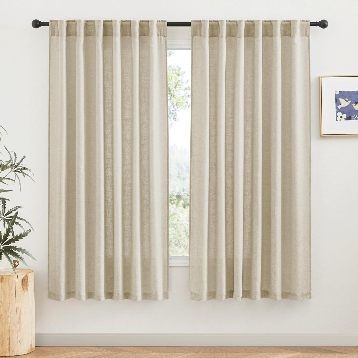 RYB HOME White Sheer Curtains for Living Room Patio Glass Door, W52 x L95