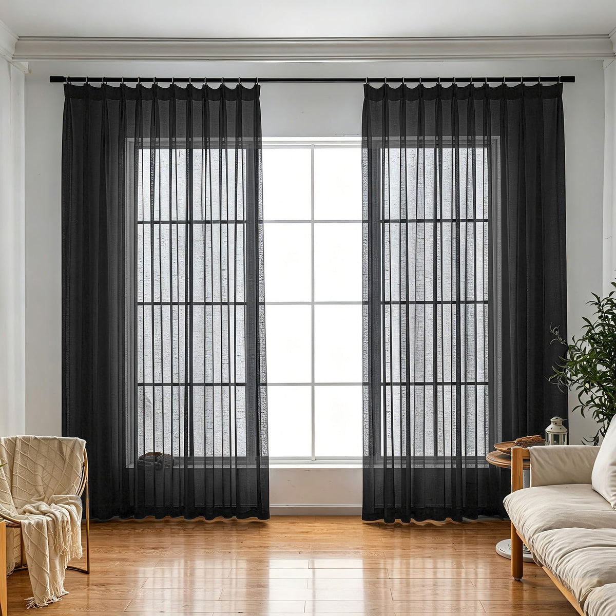 Off White Sheer Curtains 84 Inches Long Pinch Pleat Linen Textured Ceiling