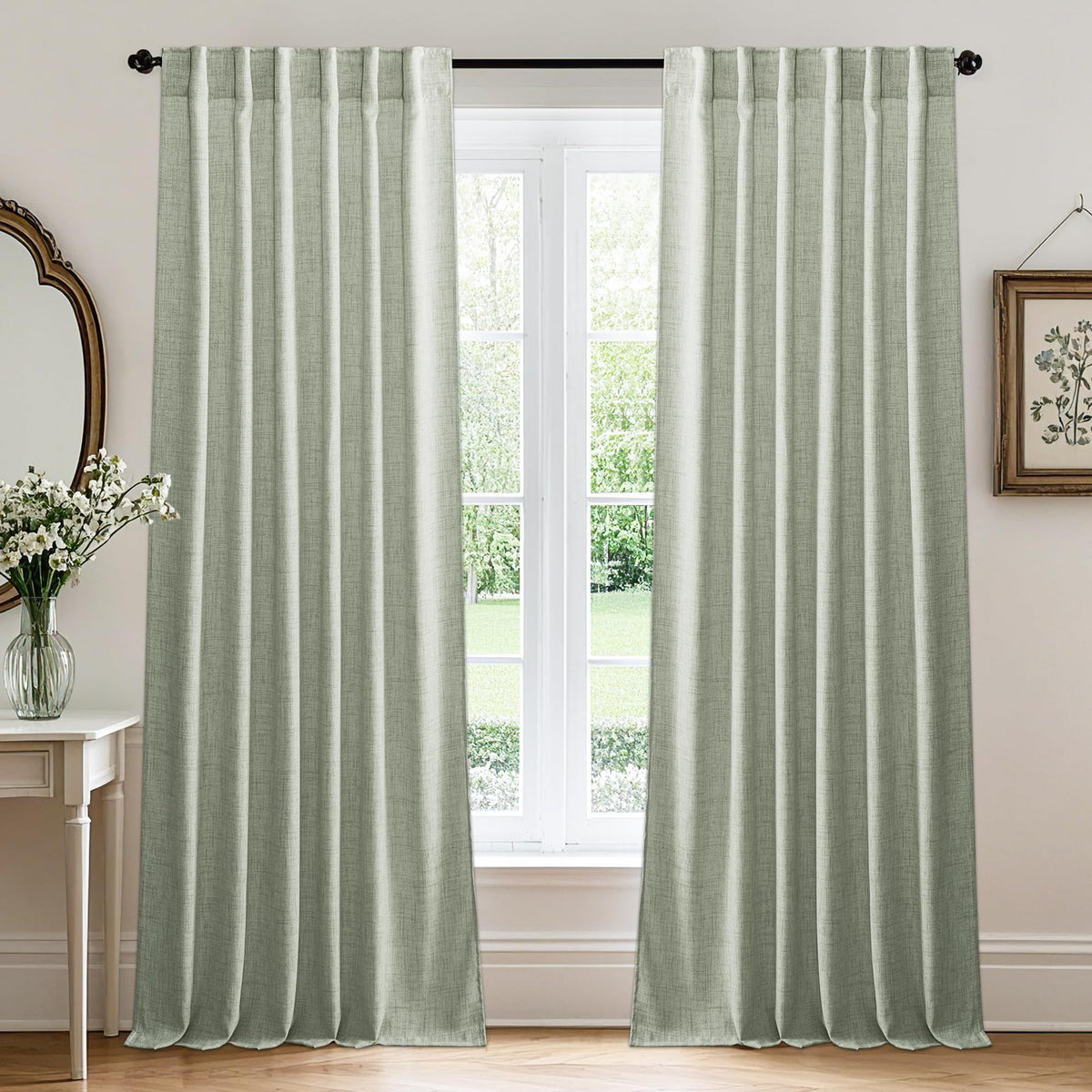 RYB HOME White Sheer Curtains for Living Room Patio Glass Door, W52 x L95