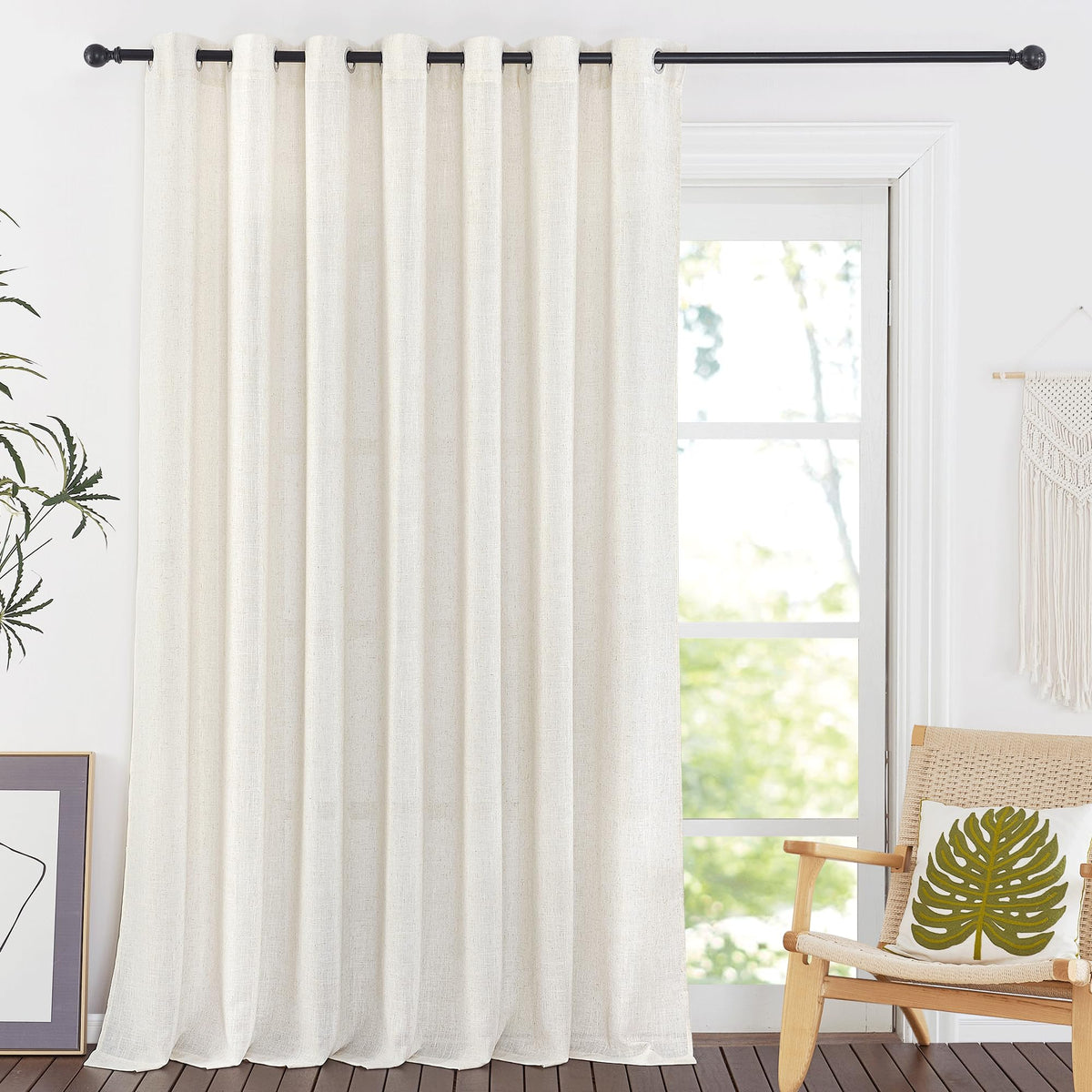 NICETOWN White Sheer Linen Curtains 84 Inch Length 2 Panels Set, W52xL84