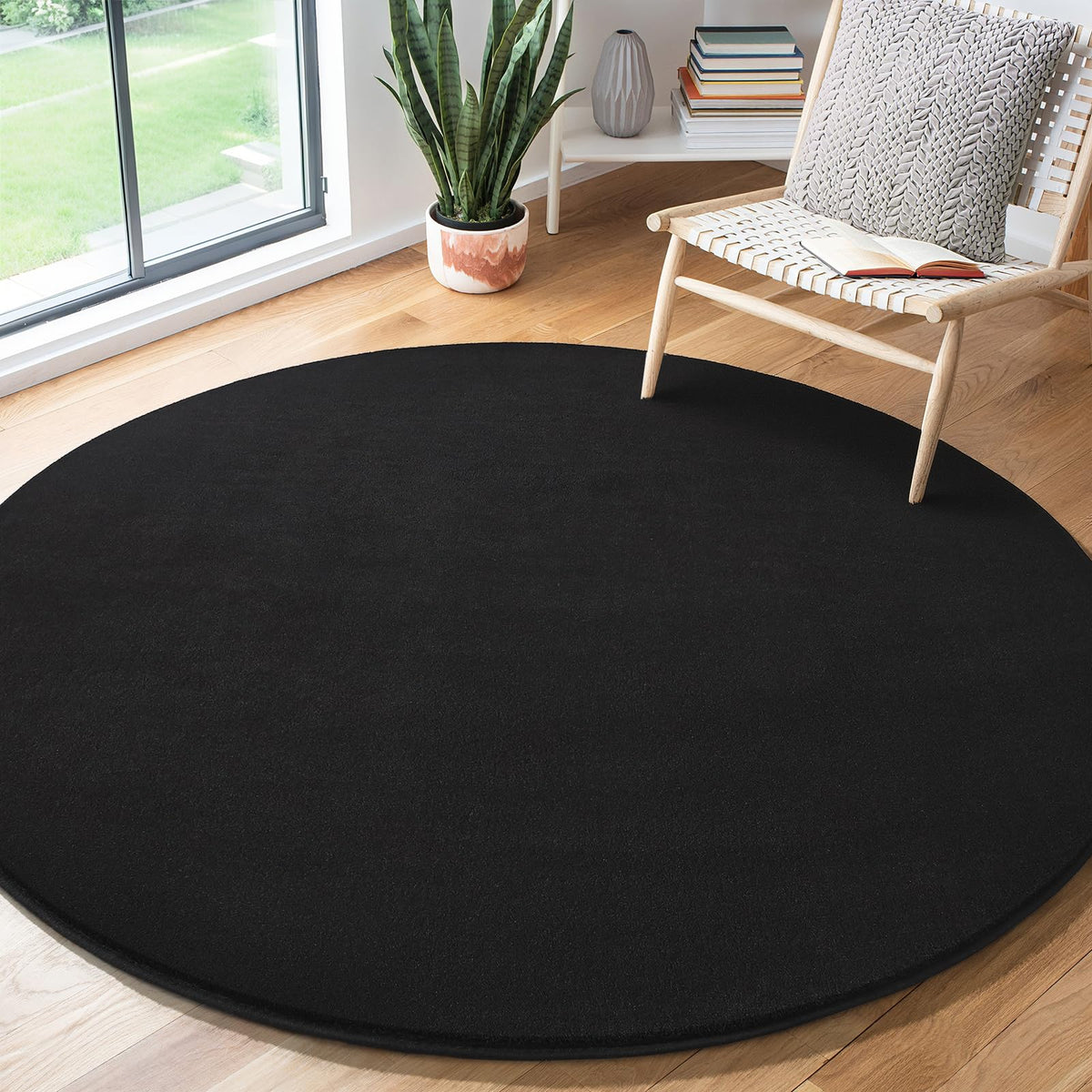Amearea Modern Area Rugs for Bedroom Living Room, 4x6 Black Memory Foam Rug