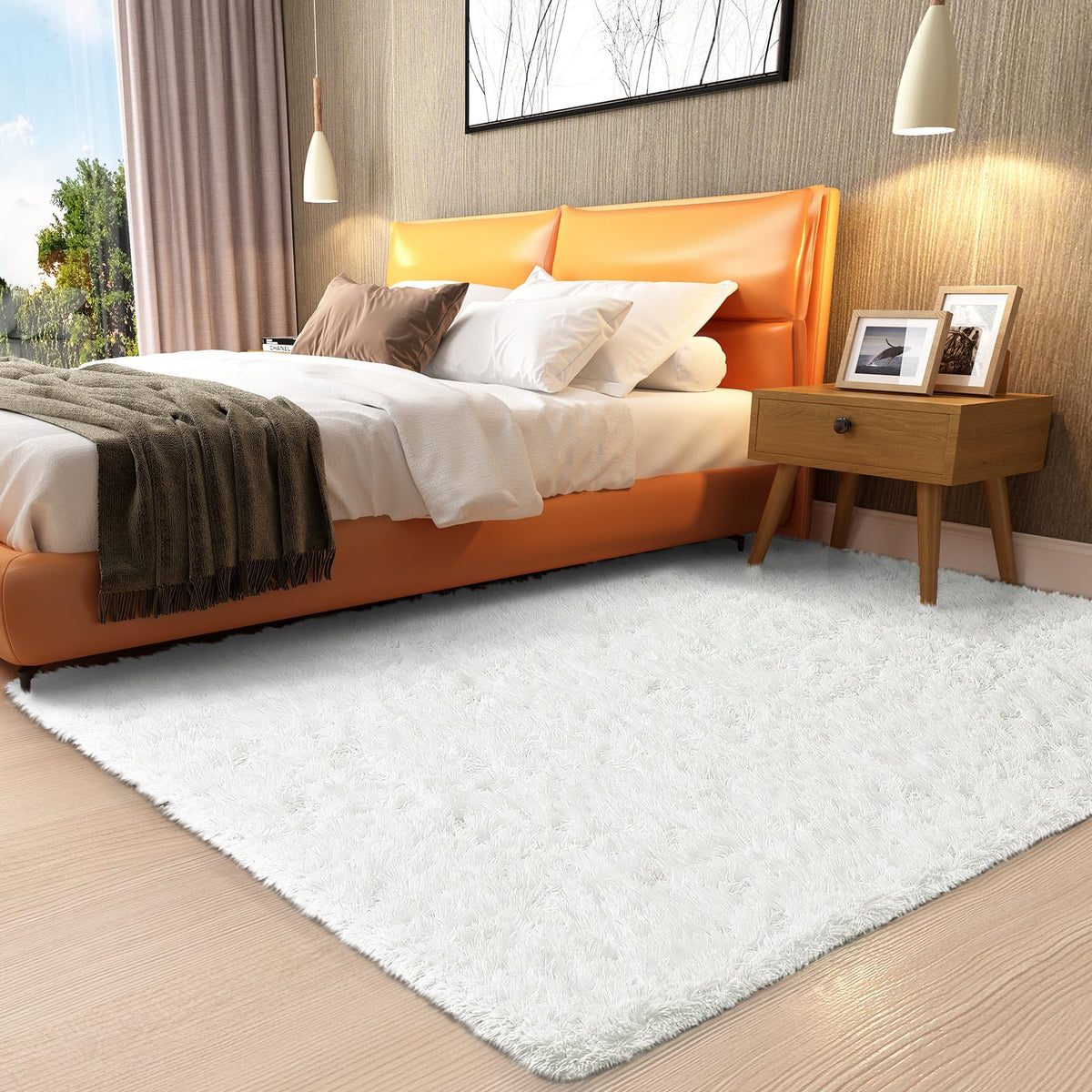 Ophanie 5x7 Area Rugs for Living Room Ivory, Fluffy Shag Large Fuzzy Plush Soft Rug, Shaggy Floor Big Carpets for Bedroom Nursery, Kids Home Decor Aesthetic with Over 99 pcs Pile fibers