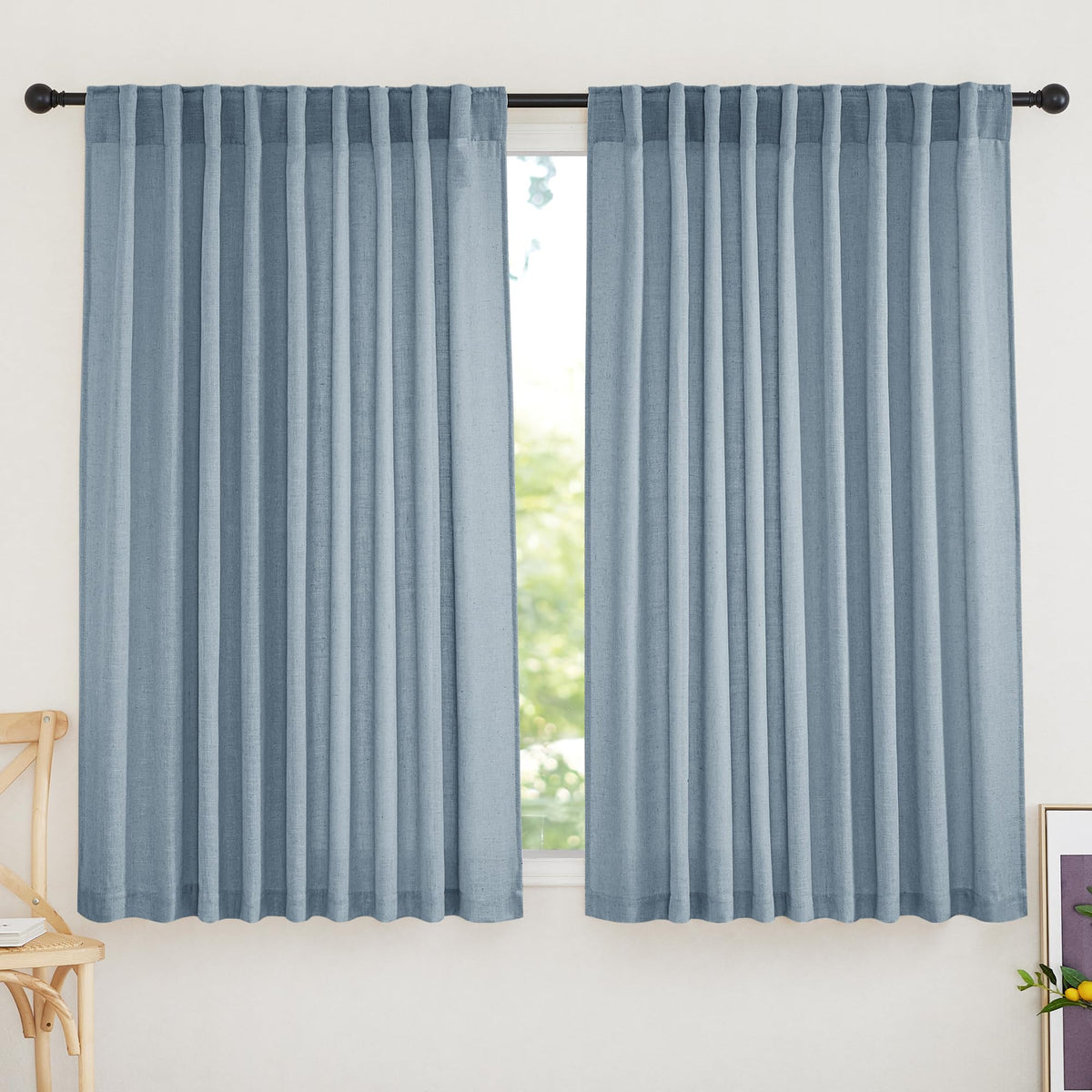 RYB HOME White Sheer Curtains for Living Room Patio Glass Door, W52 x L95