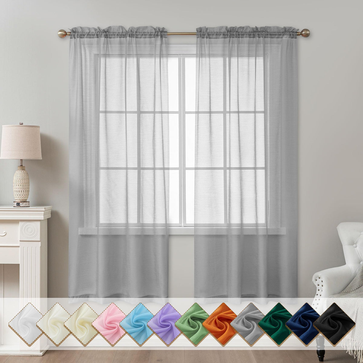 Natural Sheer Curtains 96 Inches Long Rod Pocket