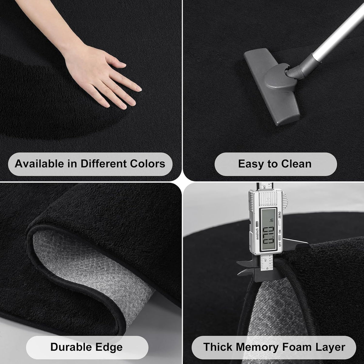 Amearea Soft Oval Rugs for Bedroom, 2.6 x 5.3 Black Bedroom Bedside Rug