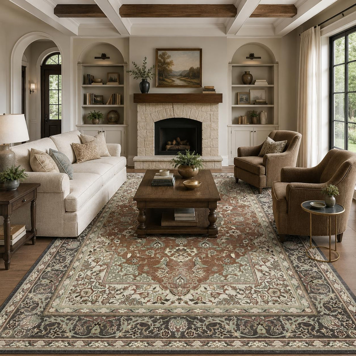 8x10 Area Rugs Living Room: Bedroom Vintage Washable Carpet Beige