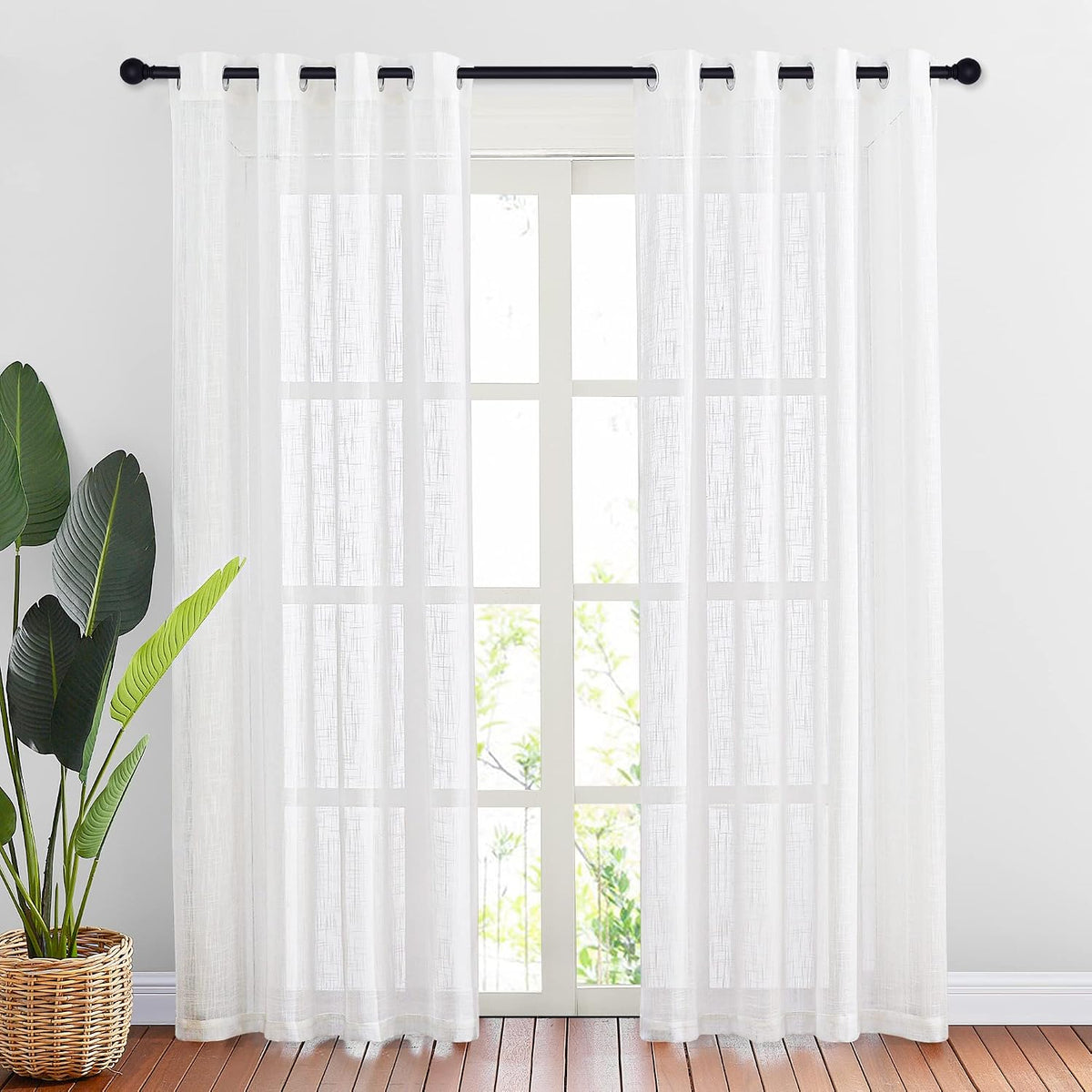NICETOWN White Sheer Curtains for Windows 84 Inch Length, 52" W, 2 Panels