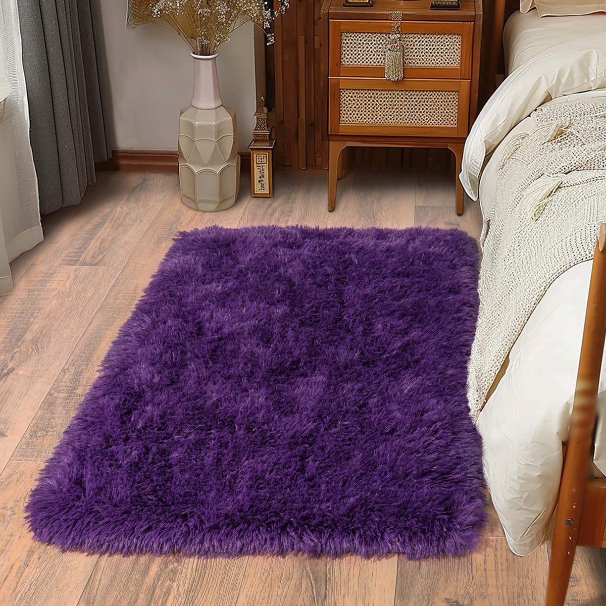 Soft Runner Rugs for Bedroom Hallway 2x6 Beige Fluffy Shag Washable