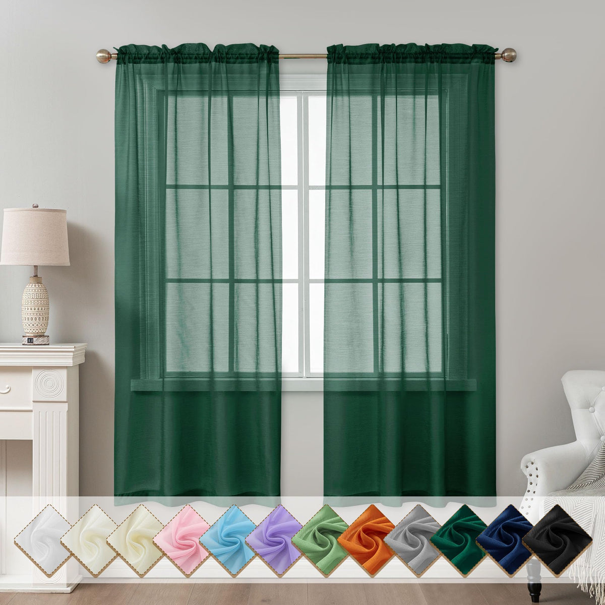 Natural Sheer Curtains 96 Inches Long Rod Pocket