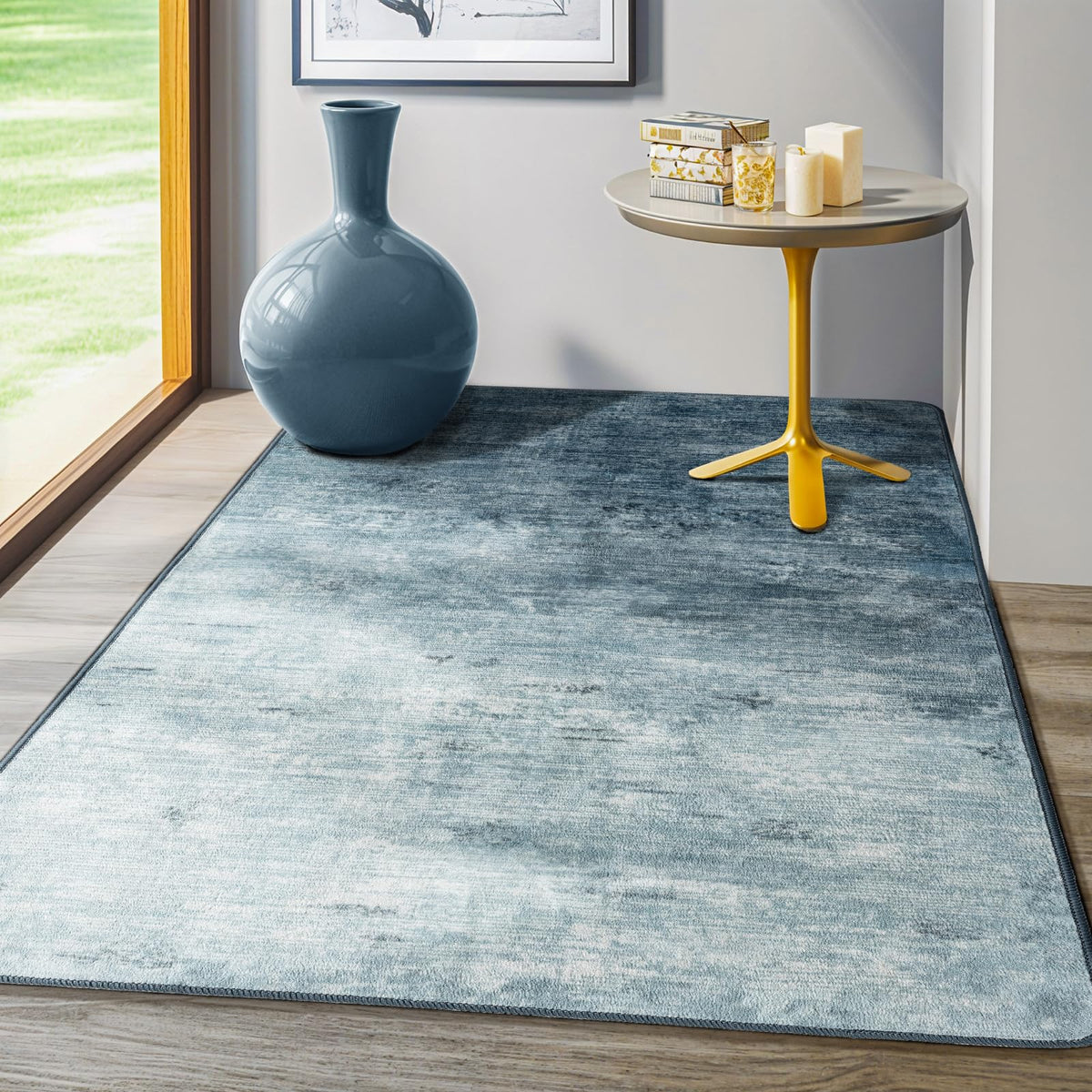 8x10 Washable Area Rug, Black Solid Area Rugs for Living Room & Bedroom