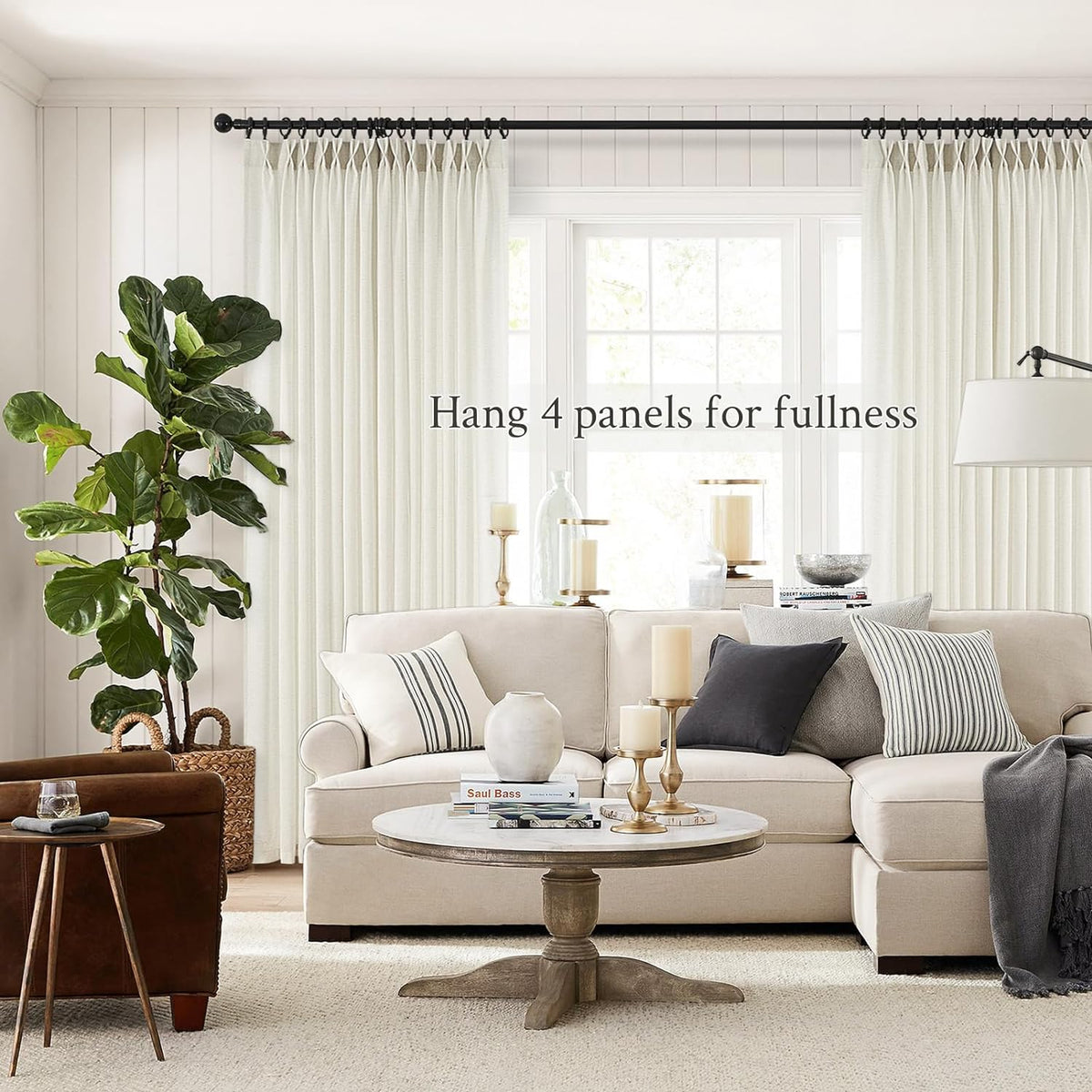 96 Inches Long Pinch Pleated Semi Sheer Curtains,Natural Linen Blended Light Filtering Window Curtains 96 Length 2 Panels for Living Room Bedroom Pinch Pleat Drapes with Hooks 2 Panels 40" Wx96 L