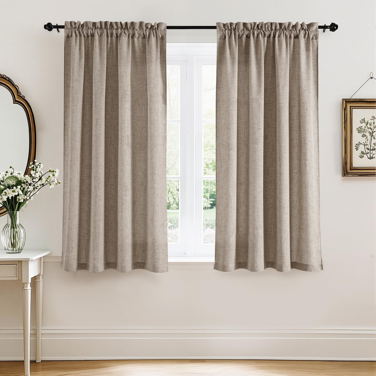 RYB HOME White Semi Sheer Curtains 84 inches Long for Living Room