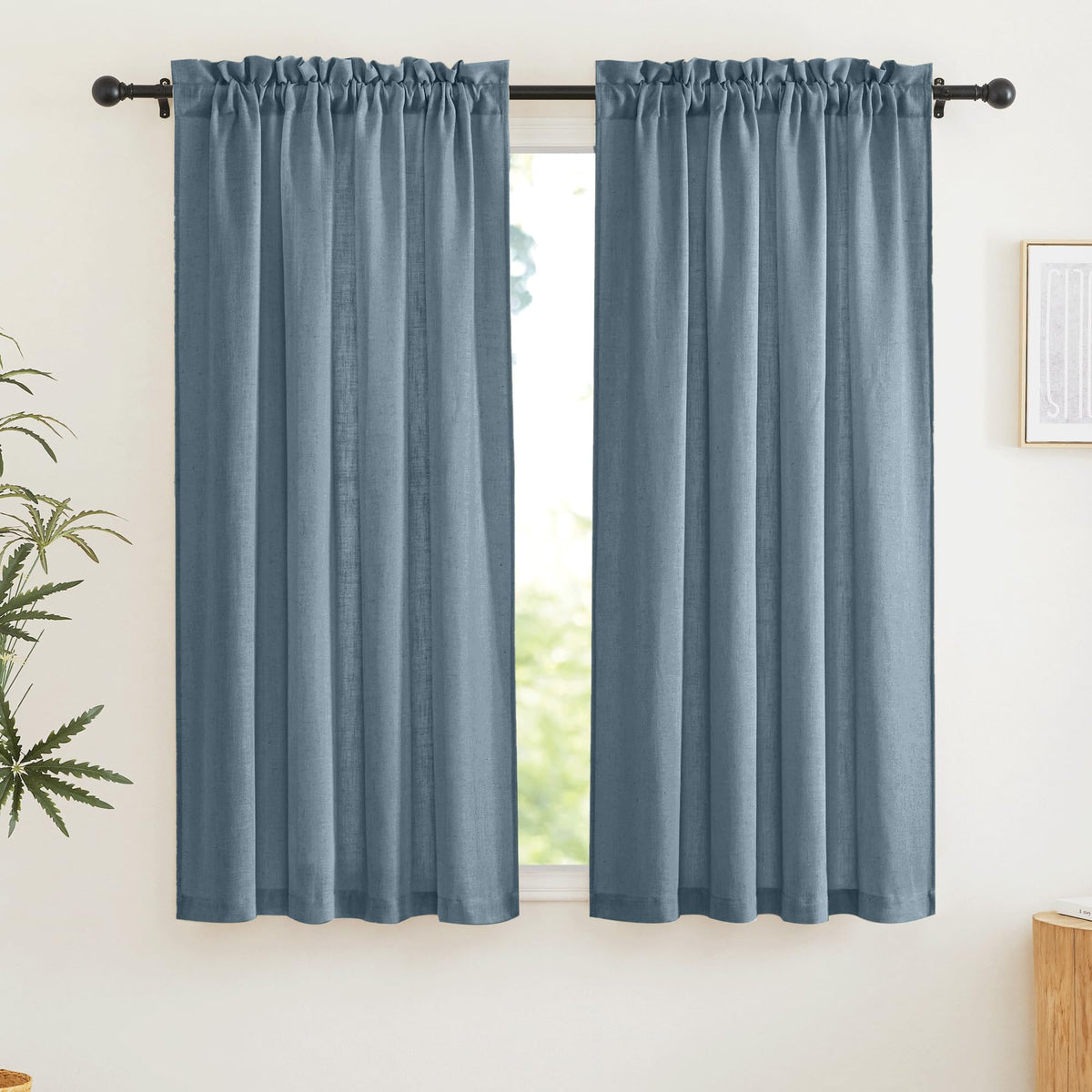 RYB HOME White Semi Sheer Curtains 84 inches Long for Living Room