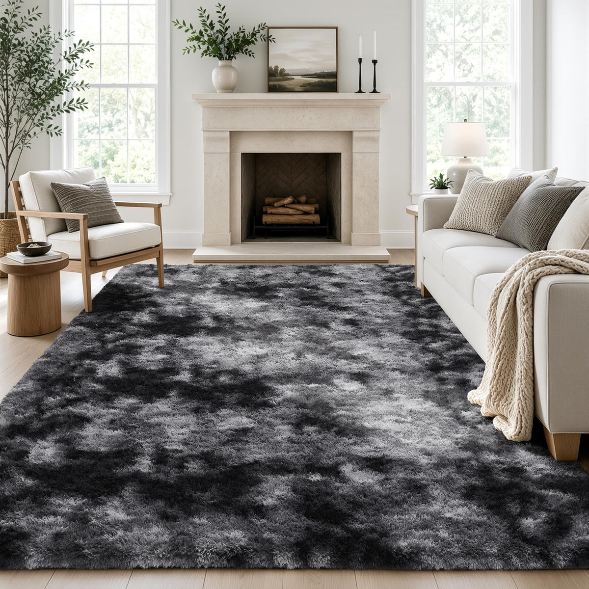 Ophanie 5x7 Area Rugs for Living Room Ivory, Fluffy Shag Large Fuzzy Plush Soft Rug, Shaggy Floor Big Carpets for Bedroom Nursery, Kids Home Decor Aesthetic with Over 99 pcs Pile fibers