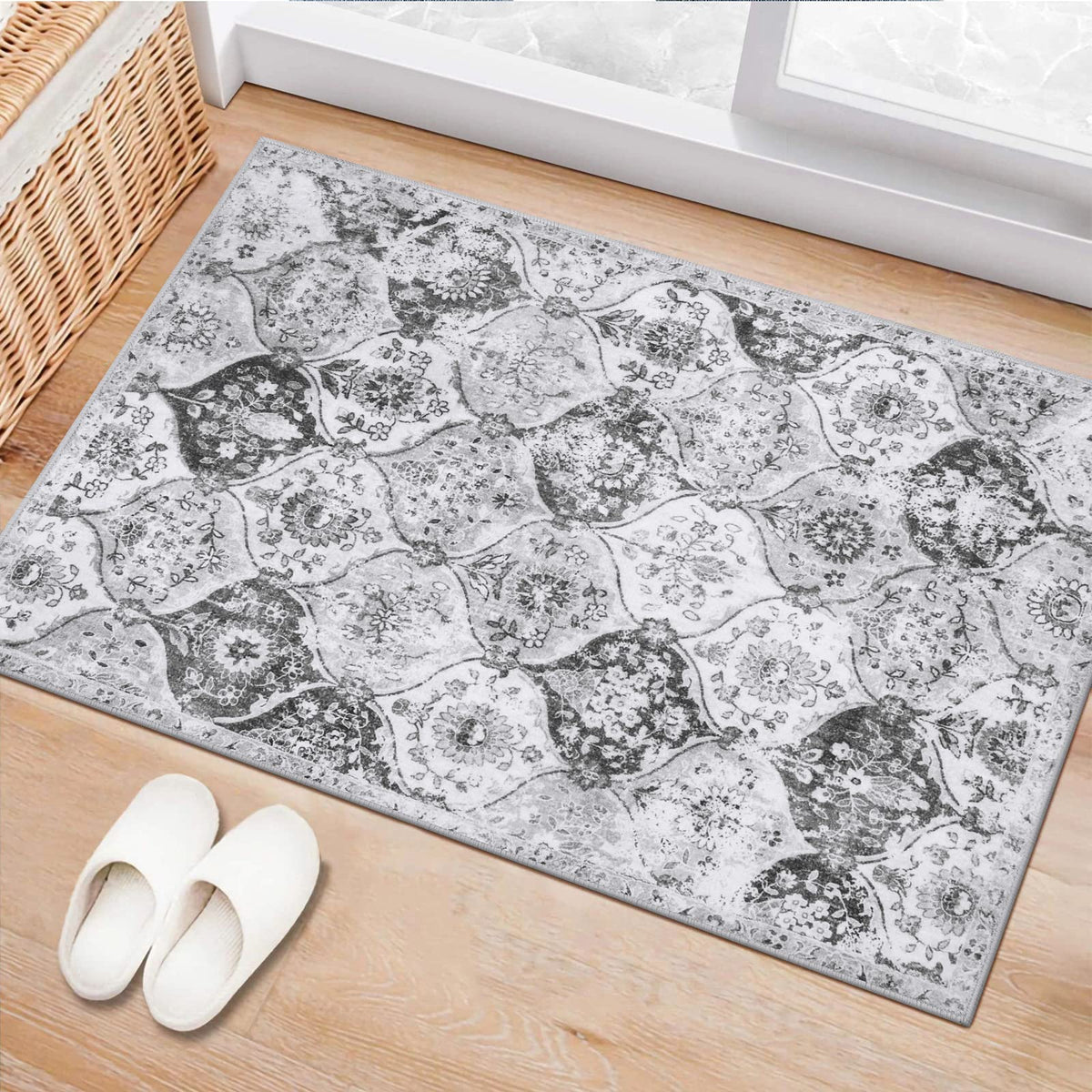 Lahome Moroccan Washable Small Area Rug, 3x5 Rug for Bedroom Living Room