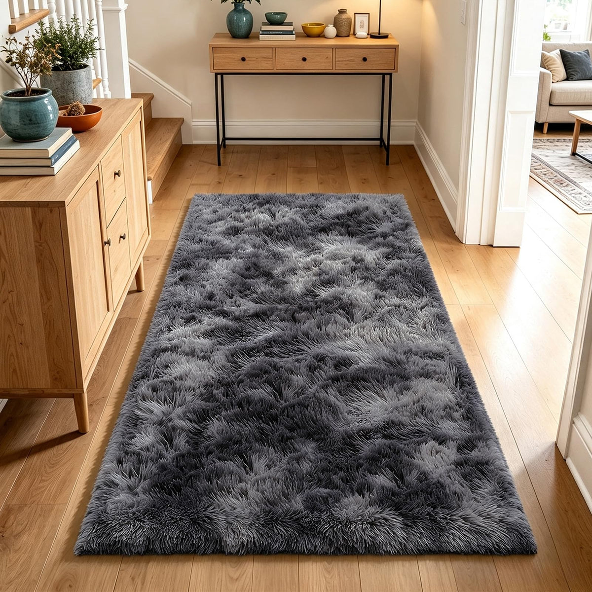 Beige 8x10 Area Rugs for Living Room, Fluffy Shag Rug Large Bedroom Carpet