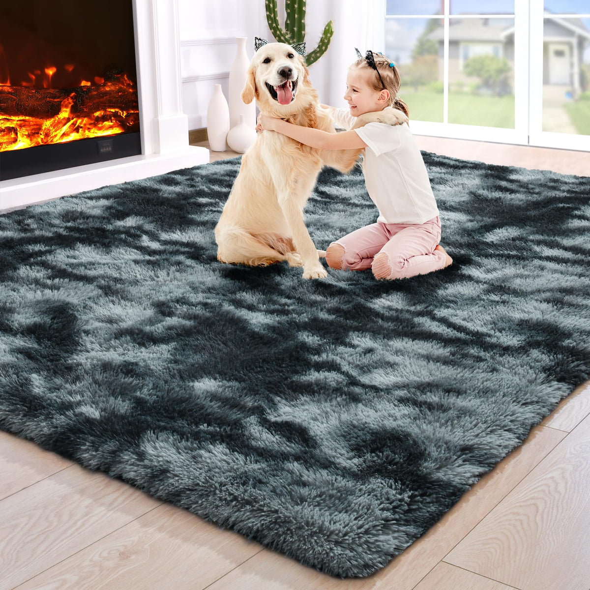 Noahas 2x6 Black Fluffy Soft Runner Rug Non-Slip for Bedroom Dorm Hallway