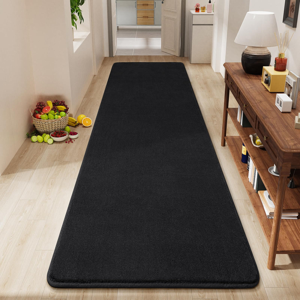 Amearea Modern Area Rugs for Bedroom Living Room, 4x6 Black Memory Foam Rug
